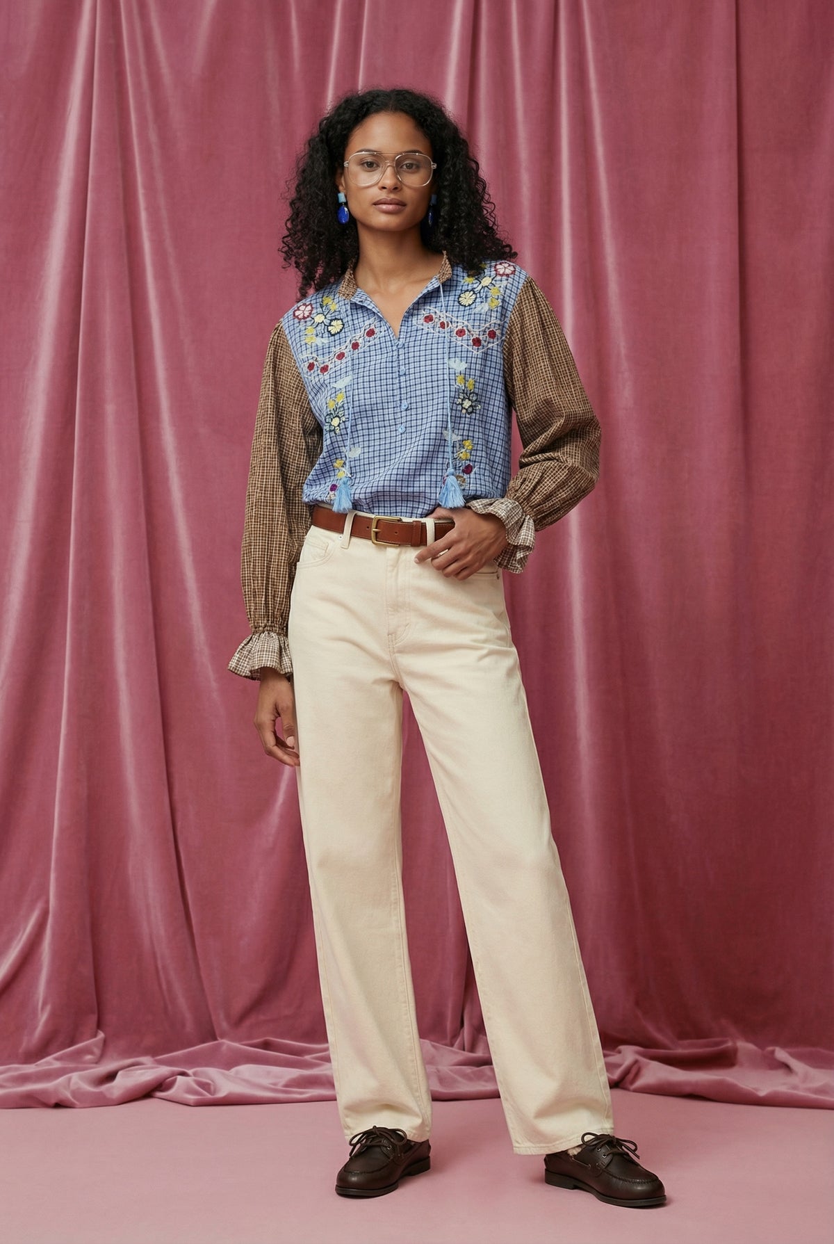 Blouse bicolore Marisol - Mix Carreaux