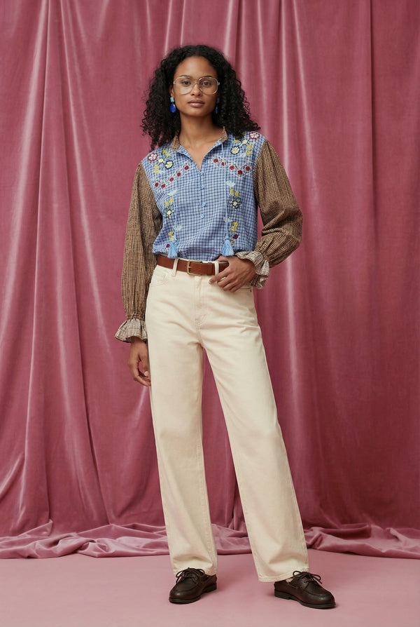 Blouse bicolore Marisol - Mix Carreaux