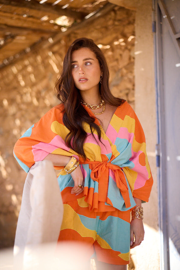 Veste kimono Vinreta - Coloris Paysage